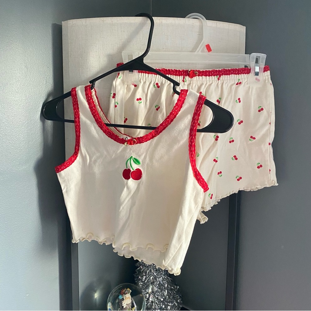 Cherry print matching set